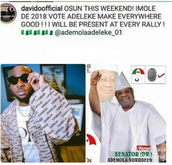 Davido Reveals He Will Be Involved In Campaign Rallies Of Senator Adeleke (Photos)